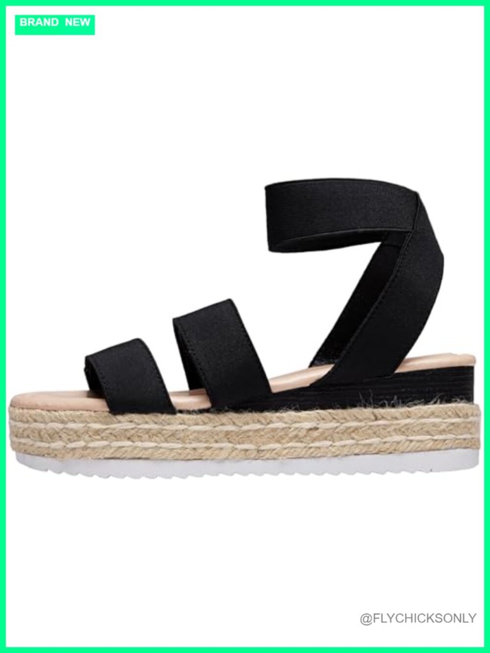 Platform Wedge Sandals Triple Elastic Strap Memory Foam Espadrille